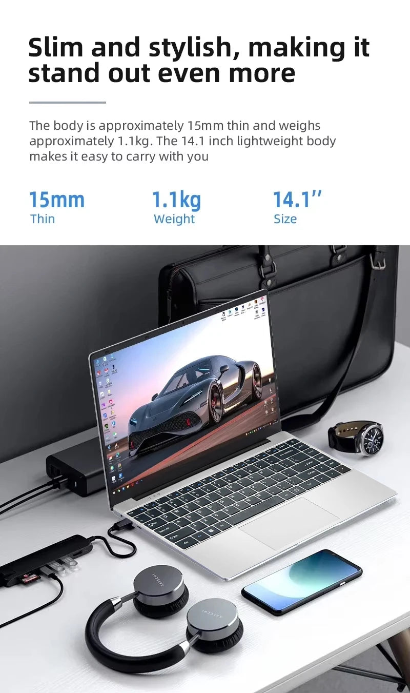 2025 Office Laptop Windows 11 Intel Atom x7 A3950 Notebook PC Gamer 12GB RAM 512GB 1TB SSD 1920*1080 Office Computer