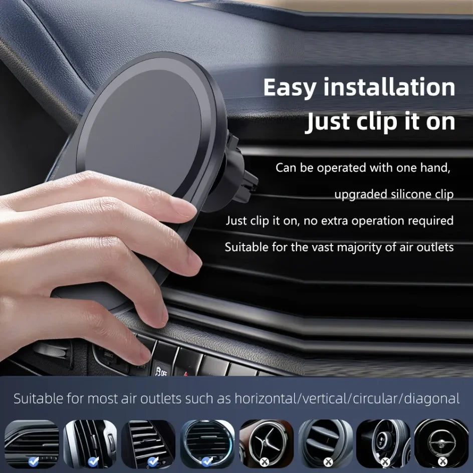 Fast Charging Station Magnetic Car Wireless Charger Stand for MagSafe iPhone - Gadgets
