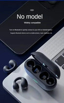 Technova T75 Bluetooth 5.3 clip-on wireless earphones with charging case, black in-ear sports headset