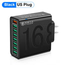 Total 150W 8 Ports USB Charger Fast Charging Phone Charger Adapter For iPhone Samsung Xiaomi 14 15 Quick Charge 3.0 Wall Charger