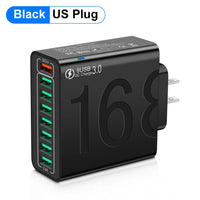 Total 150W 8 Ports USB Charger Fast Charging Phone Charger Adapter For iPhone Samsung Xiaomi 14 15 Quick Charge 3.0 Wall Charger
