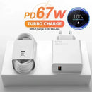 67W USB C Fast Charger Quick Charging Charger QC 3.0 USB Charger Adapter With Type C Charging Cable EU US UK Wall Power Adapter