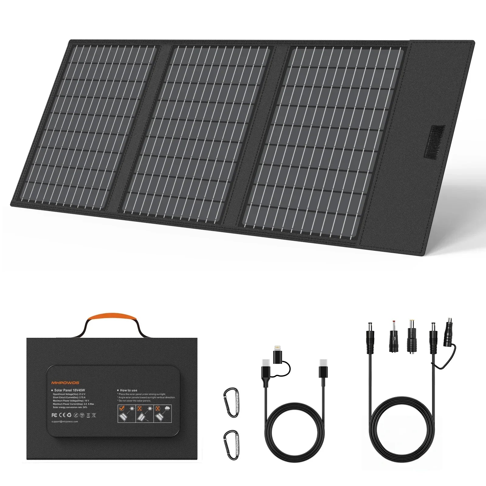 MHPOWOS Solar Battery Charger - 45W / 60W Foldable Portable Solar Panel - Gadgets