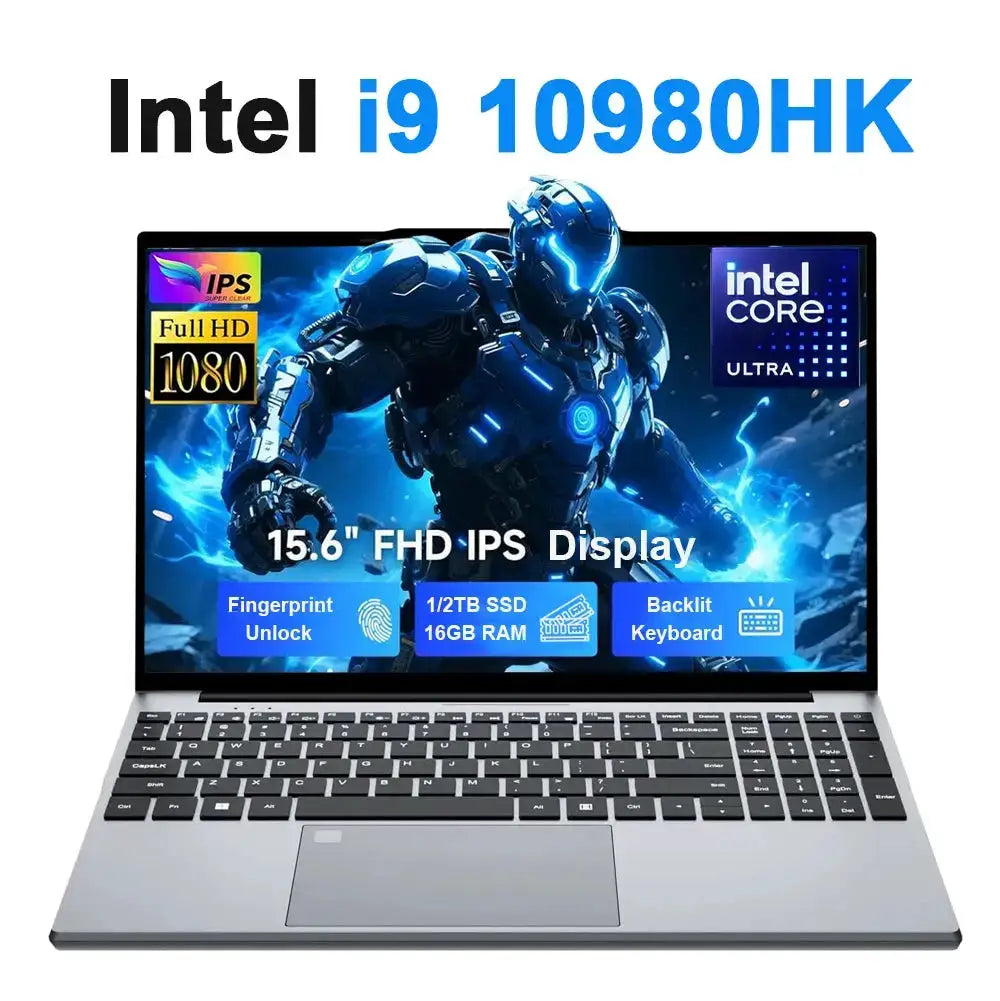 Technova portable 15.6-inch gaming laptop Intel i9-10980HK fingerprint unlock 16GB RAM 1/2TB SSD backlit keyboard