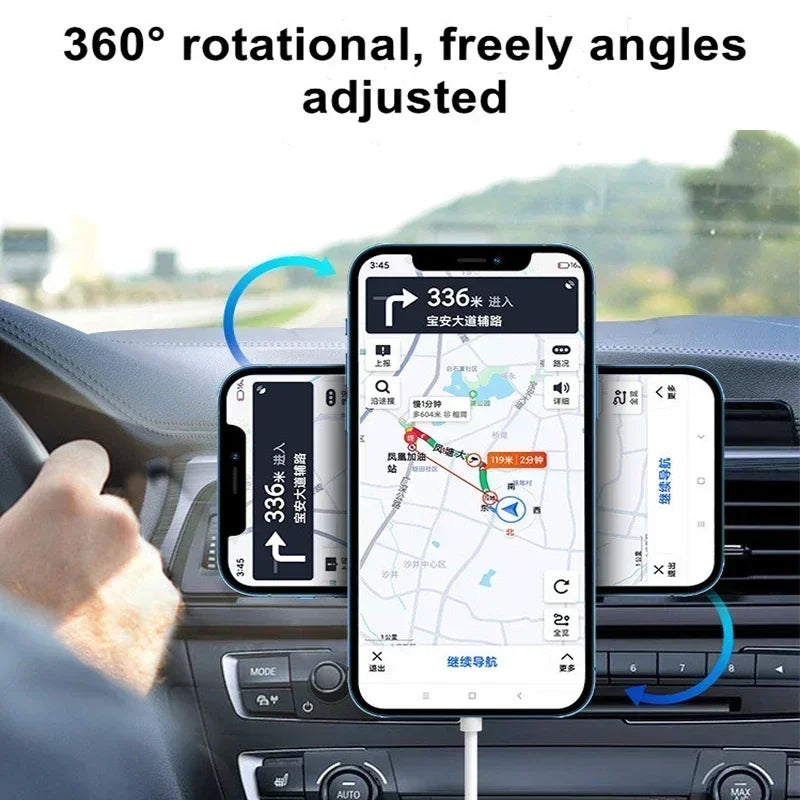 Magnetic Car Wireless Charger Mount for iPhone 12-15 Pro Max Mini
