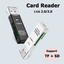 TF+SD 2-in-1 Card Reader USB 3.0/2.0 High-speed Card Readers for Tablet Laptop PC Camera Data Reading Accessories White Black - Gadgets