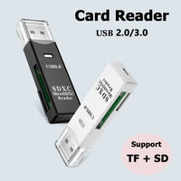 TF+SD 2-in-1 Card Reader USB 3.0/2.0 High-speed Card Readers for Tablet Laptop PC Camera Data Reading Accessories White Black - Gadgets