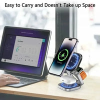 VIKEFON Magnetic Wireless Charger 3 In 1 Stand 15W Fast Charging Dock - Gadgets