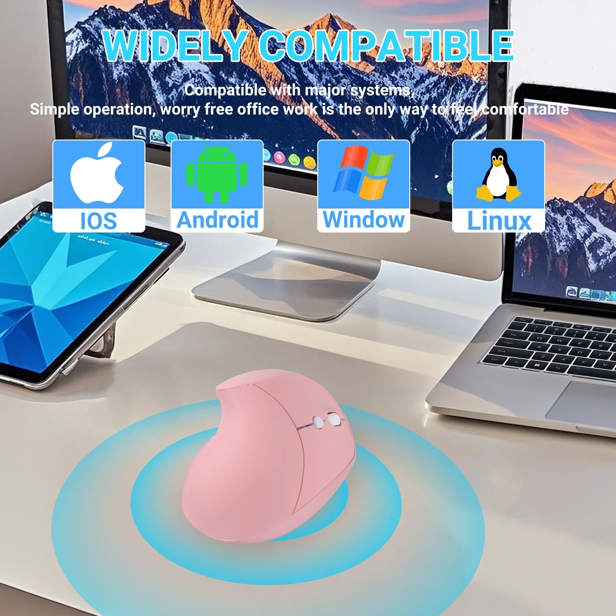 PloutoRich Wireless Vertical Mouse - Ergonomic Rechargeable Design