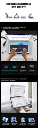 CRELANDER YG14D Dual Screen 2-in-1 Laptop – 14"+14" 2K Touch | Intel N95/N100 | Up to 32GB | RGB Backlit | 360° Flip