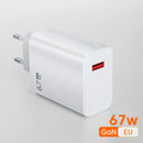 67W USB C Fast Charger Quick Charging Charger QC 3.0 USB Charger Adapter With Type C Charging Cable EU US UK Wall Power Adapter