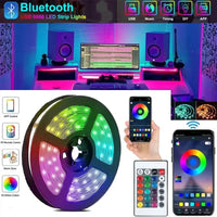 Smart LED Strip Lights 5050 RGB - Remote Control Flexible Tape - Gadgets