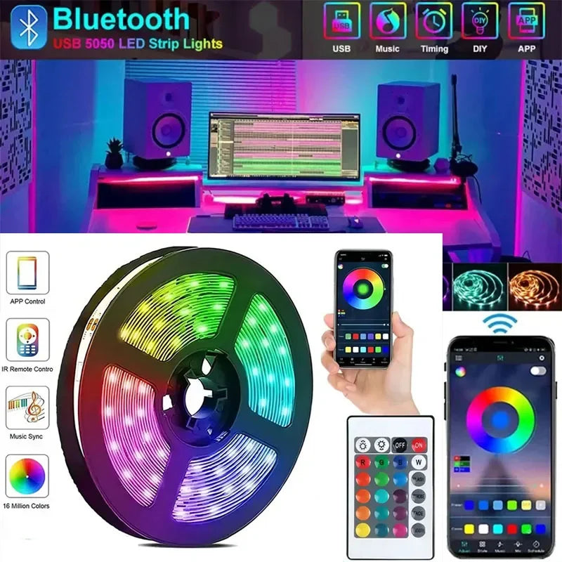 Smart LED Strip Lights 5050 RGB - Remote Control Flexible Tape