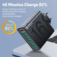 Total 150W 8 Ports USB Charger Fast Charging Phone Charger Adapter For iPhone Samsung Xiaomi 14 15 Quick Charge 3.0 Wall Charger