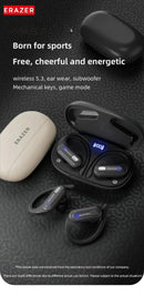 ERAZER XT60 Pro wireless in-ear headphones with charging case and blue LED indicators