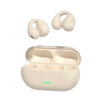 Technova T75 Bluetooth 5.3 clip-on in-ear headphones in beige with charging case
