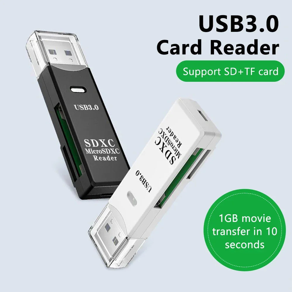 2 in 1 USB 3.0 High-Speed Card Reader for Micro TF & SD Cards