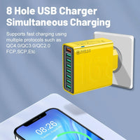 Total 150W 8 Ports USB Charger Fast Charging Phone Charger Adapter For iPhone Samsung Xiaomi 14 15 Quick Charge 3.0 Wall Charger