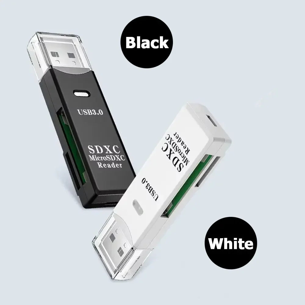 TF+SD 2-in-1 Card Reader USB 3.0/2.0 High-speed Card Readers for Tablet Laptop PC Camera Data Reading Accessories White Black - Gadgets