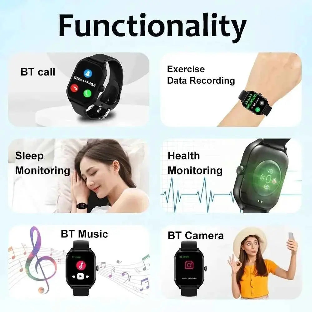 Technova 2.01-inch Bluetooth Calling Smartwatch, black wearable with fitness tracking