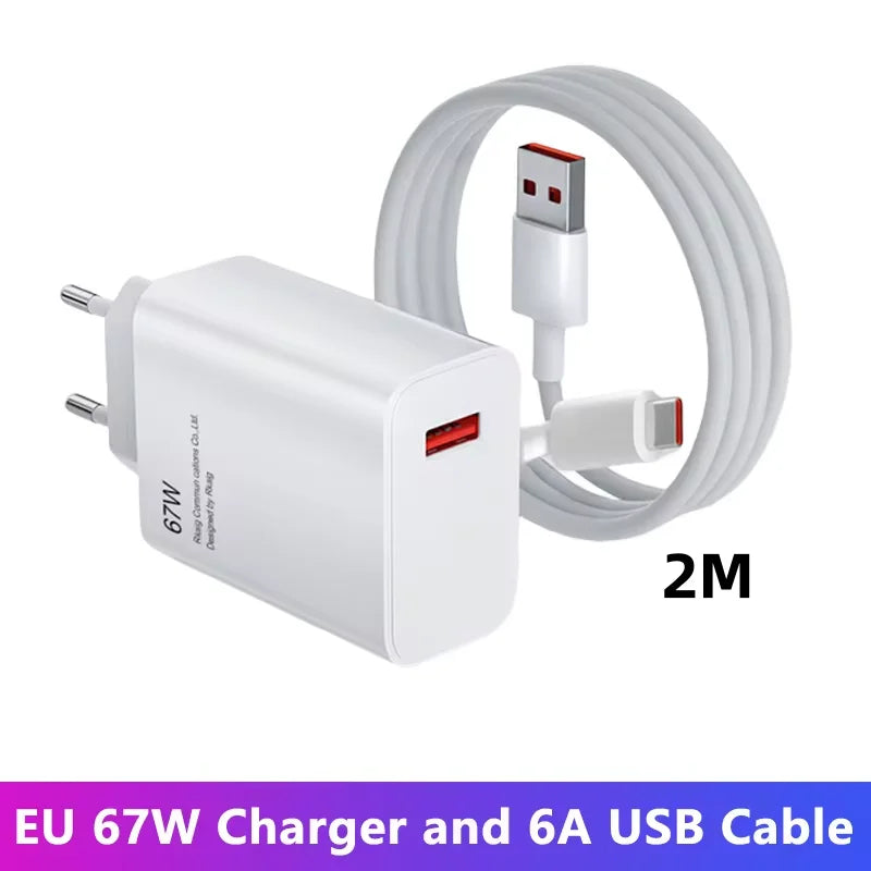 67W USB C Fast Charger Quick Charging Charger QC 3.0 USB Charger Adapter With Type C Charging Cable EU US UK Wall Power Adapter