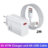 67W USB C Fast Charger Quick Charging Charger QC 3.0 USB Charger Adapter With Type C Charging Cable EU US UK Wall Power Adapter