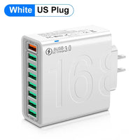 Total 150W 8 Ports USB Charger Fast Charging Phone Charger Adapter For iPhone Samsung Xiaomi 14 15 Quick Charge 3.0 Wall Charger