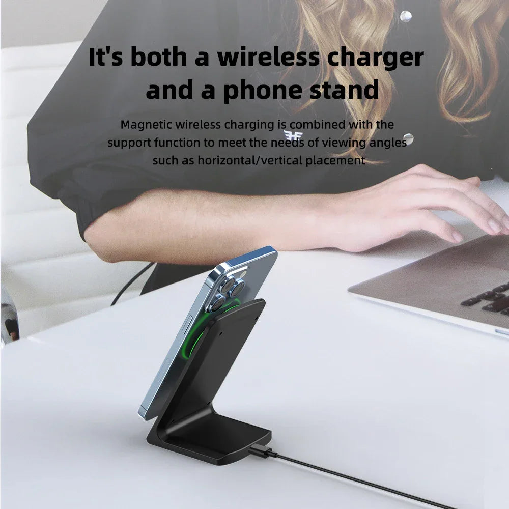 Gyuan 15W Magnetic Wireless Charger Stand for iPhone Series - Gadgets