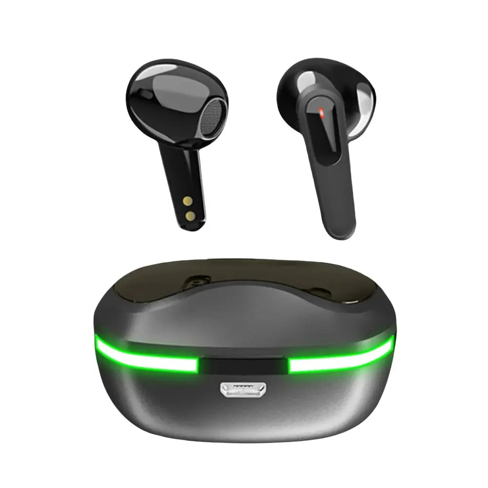 Technova AI Translation Earbuds in-ear headphones with black finish and charging case with green LED strips (2 pieces)