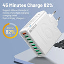 Total 150W 8 Ports USB Charger Fast Charging Phone Charger Adapter For iPhone Samsung Xiaomi 14 15 Quick Charge 3.0 Wall Charger