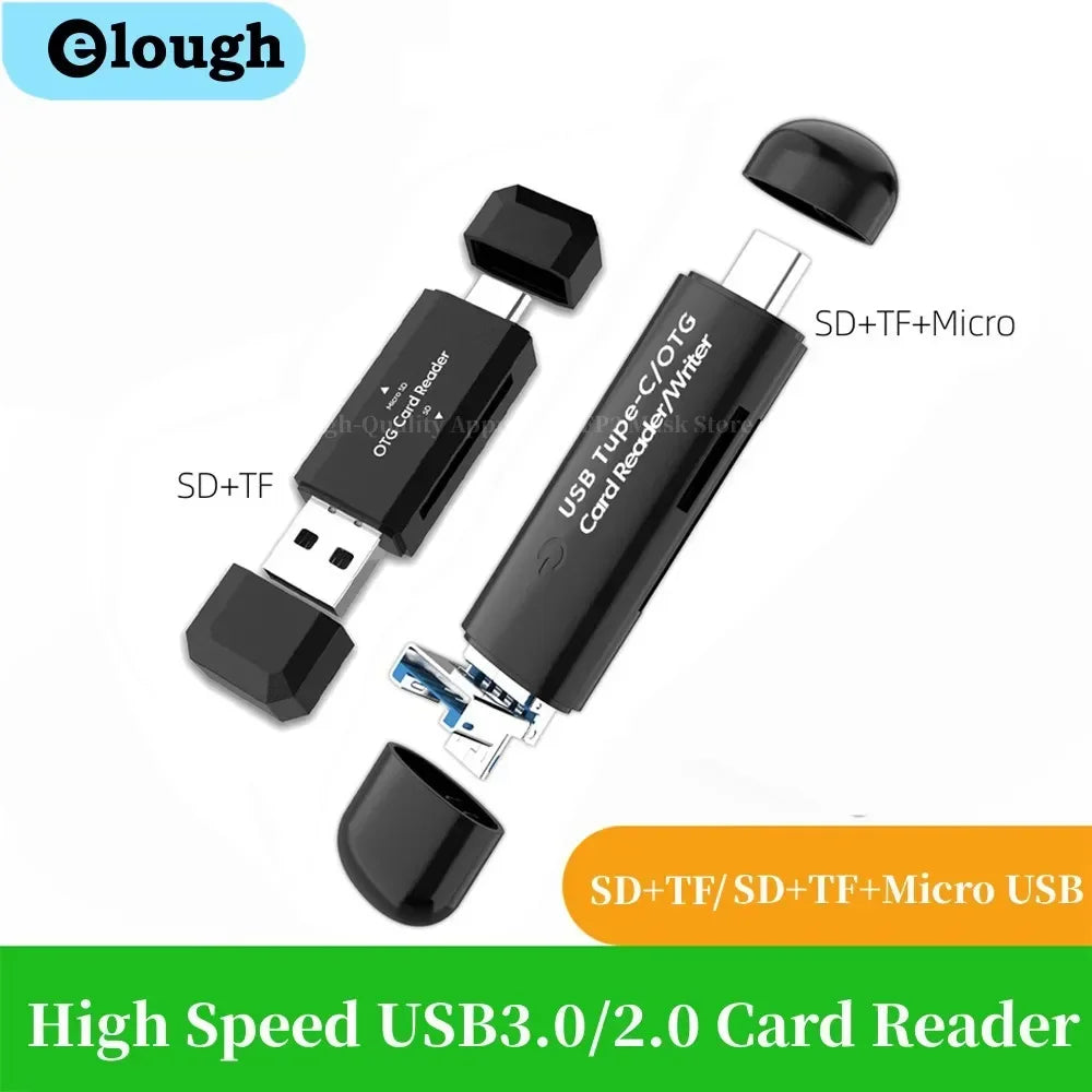 Multi in 1 Type C SD TF Card Reader Adapter for Fast File Transfers