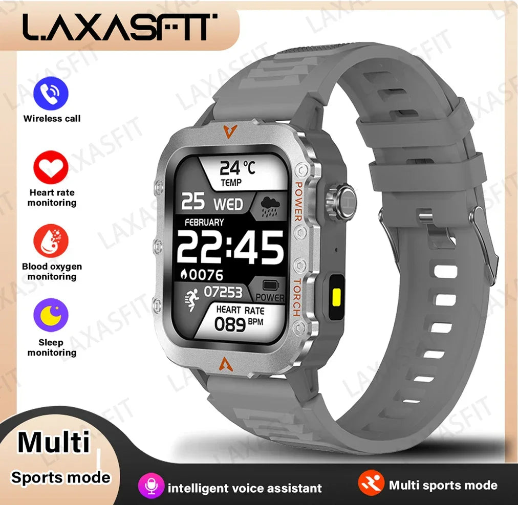 LAXASFIT New Outdoor Military Smartwatch - Bluetooth Talking Fitness Watch - Gadgets