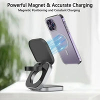 VIKEFON Magnetic Wireless Charger 3 In 1 Stand 15W Fast Charging Dock - Gadgets