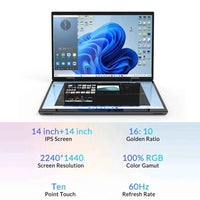 CRELANDER Dual Screen Laptop 14 Inch 2 in 1 Flip Intel N95