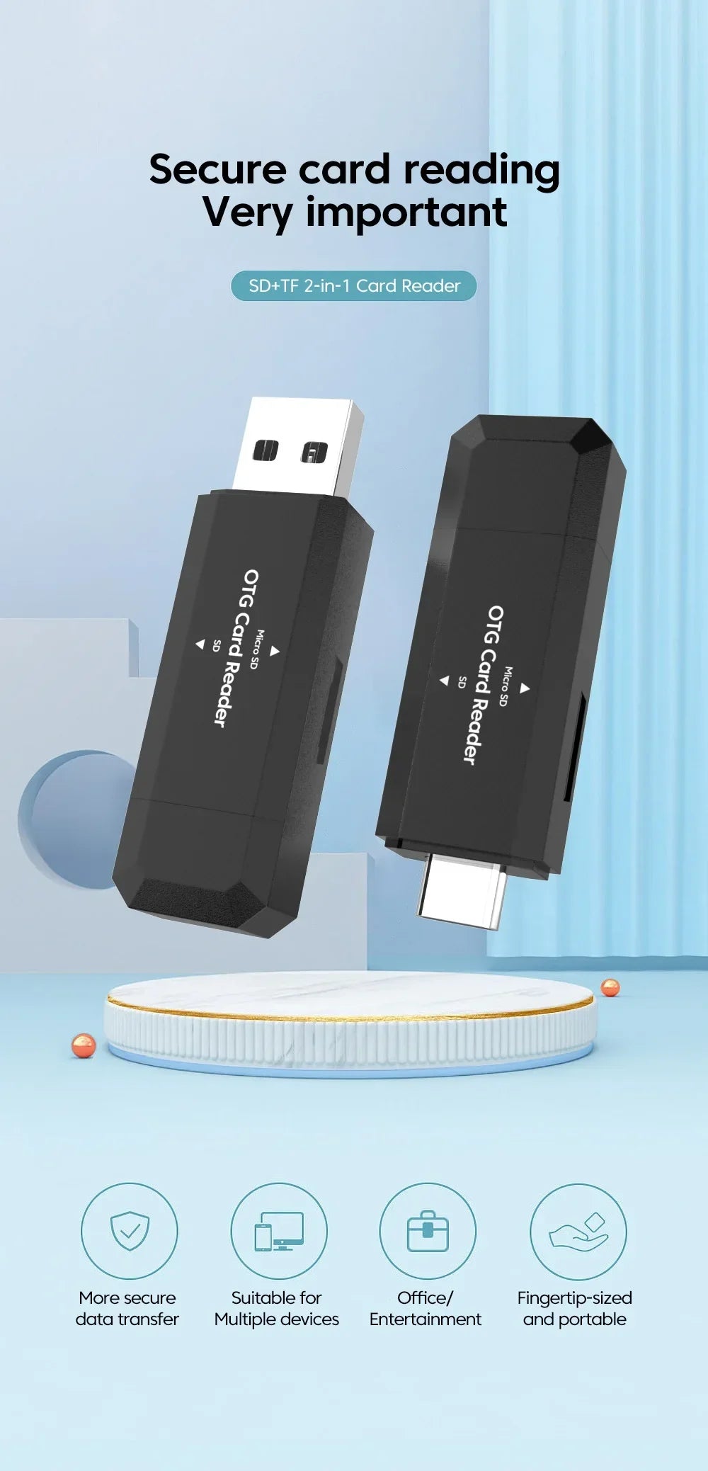 2-in-1 USB Card Reader Micro SD TF Memory Card Reader USB2.0 High Speed Transfer Cardreader Adapter For PC Laptop Accessories - Gadgets