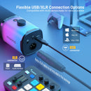 MAONO USB/XLR Gaming Microphone for PC PD100X Dynamic Microphone Noise Reduction Headphone Jack RGB for Streaming Podcasting
