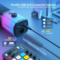 MAONO USB/XLR Gaming Microphone for PC PD100X Dynamic Microphone Noise Reduction Headphone Jack RGB for Streaming Podcasting