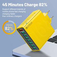 Total 150W 8 Ports USB Charger Fast Charging Phone Charger Adapter For iPhone Samsung Xiaomi 14 15 Quick Charge 3.0 Wall Charger