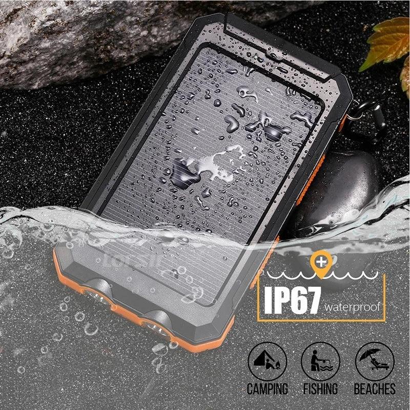Solar Power Bank 80000mAh Portable Charging Powerbank with Strong LED Light - Gadgets