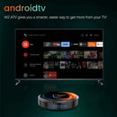 Android 11 4K Streaming Media Box and round black dongle (2 devices) by Technova with Amlogic S905W2, blue LED