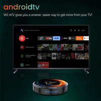 Android 11 4K Streaming Media Box and round black dongle (2 devices) by Technova with Amlogic S905W2, blue LED