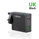 160W Multi Ports USB Charger Type C Fast Charging EU/US/UK Plug Wall Chargers 3PD 3USB Quick Charge 3.0 Universal Travel Adapter
