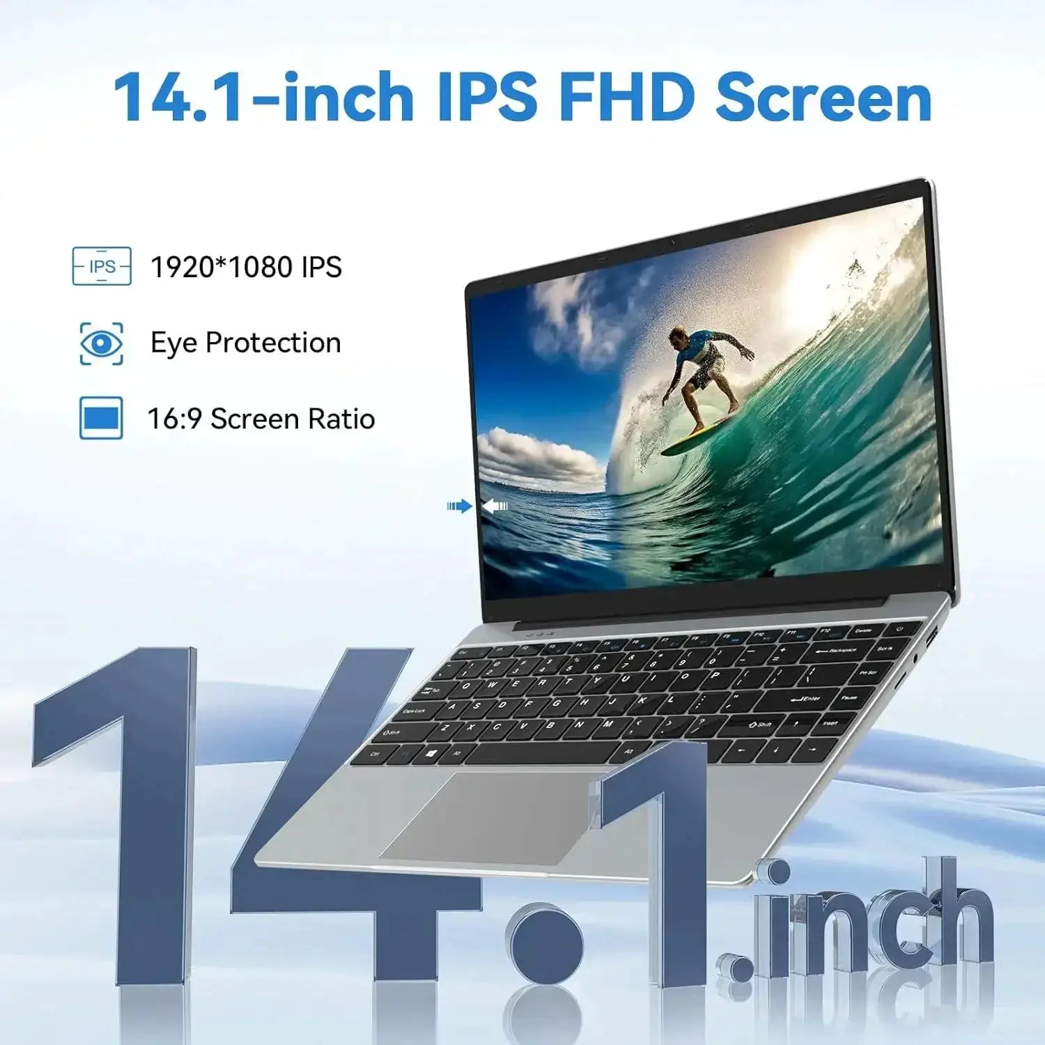 Technova i9 gaming laptop with 14.1-inch IPS FHD display, 16:9, 1920x1080, eye protection