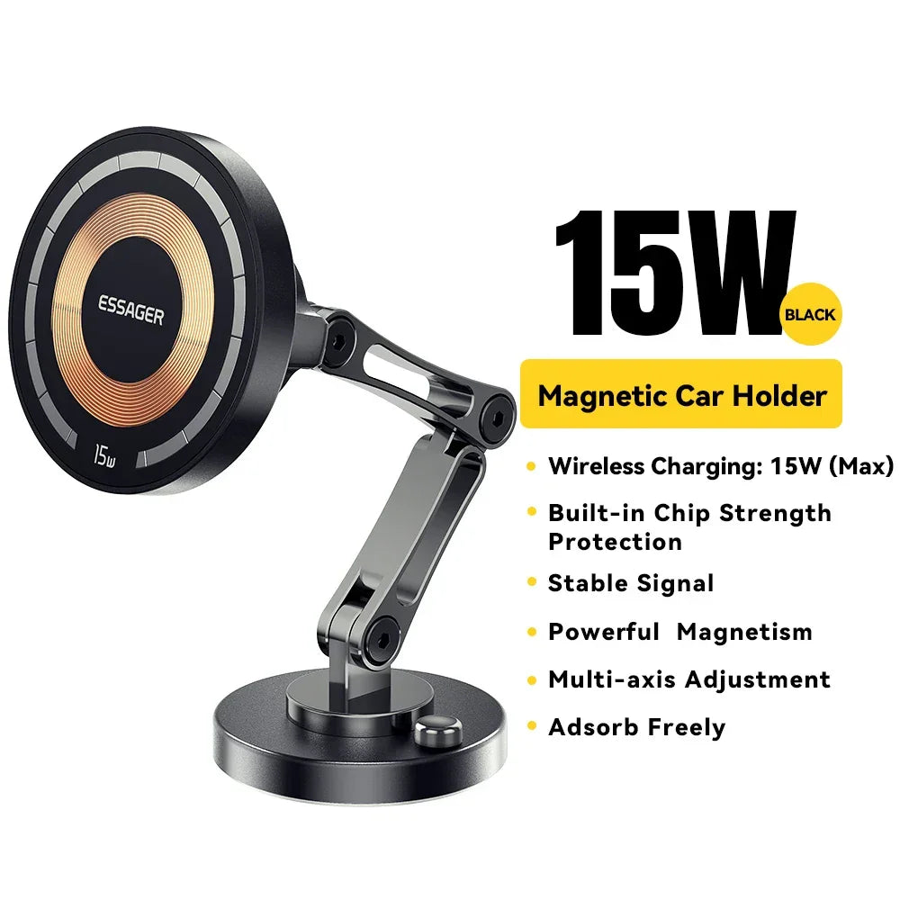 Essager Magnetic Wireless Charger Car Phone Holder 15W Fast Charging - Gadgets