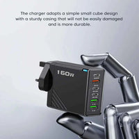 160W Multi Ports USB Charger Type C Fast Charging EU/US/UK Plug Wall Chargers 3PD 3USB Quick Charge 3.0 Universal Travel Adapter
