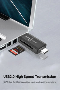 2-in-1 USB Card Reader Micro SD TF Memory Card Reader USB2.0 High Speed Transfer Cardreader Adapter For PC Laptop Accessories - Gadgets