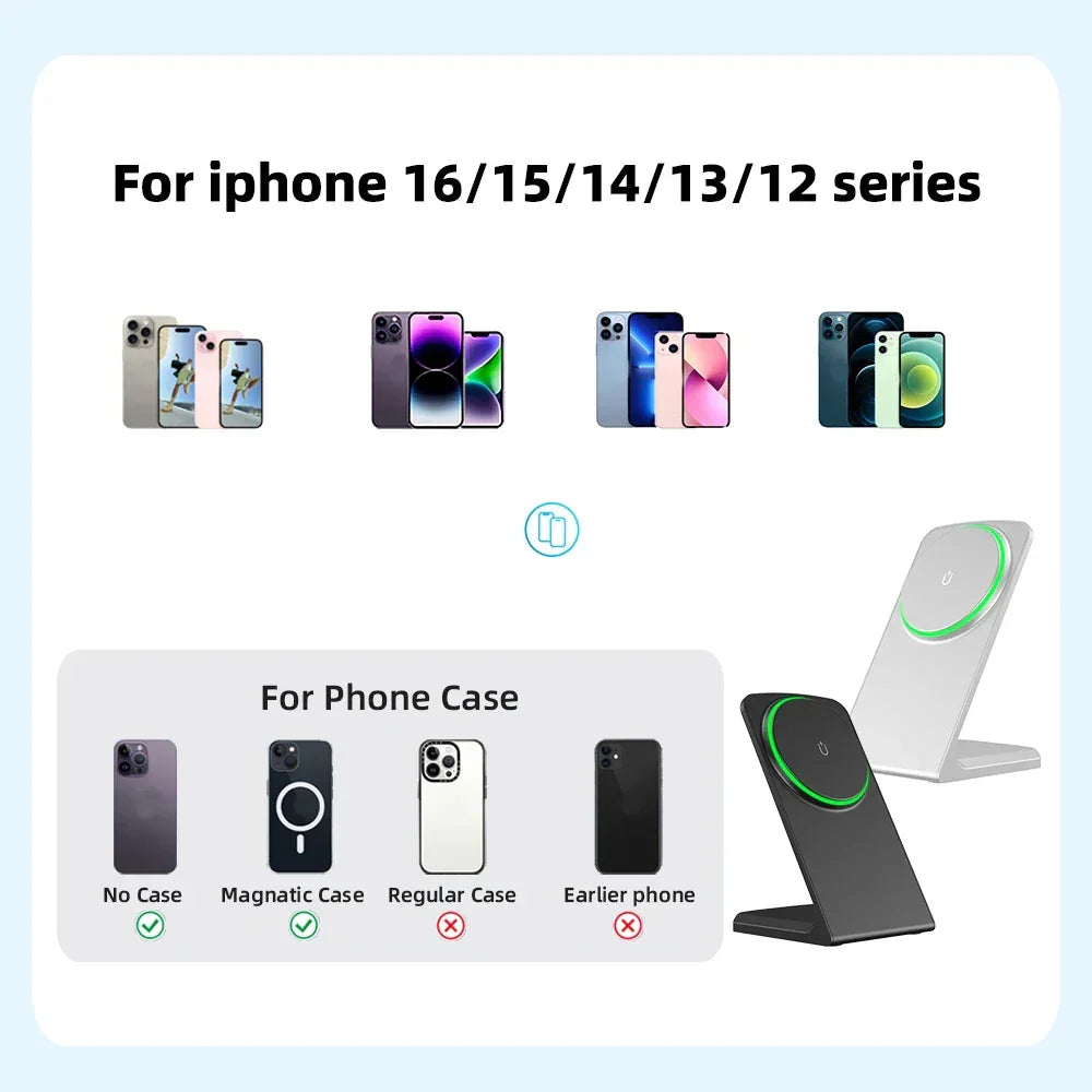 Gyuan 15W Magnetic Wireless Charger Stand for iPhone Series