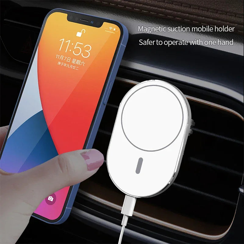 Magnetic Cell Phone Car Holder with Qi Wireless Charging