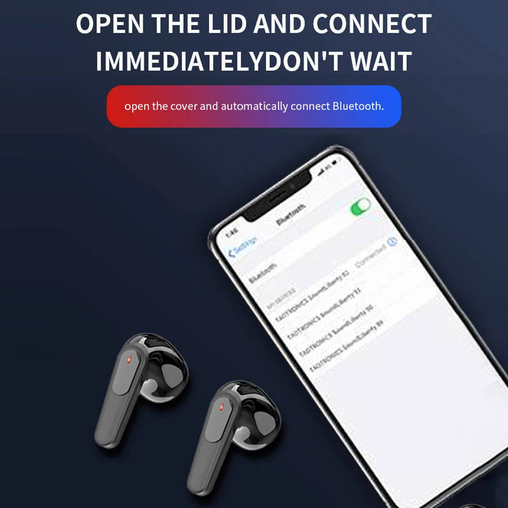 AI Translation Earbuds by Technova — Real-Time Bluetooth Translator Headset, in-ear headphones with gray buds