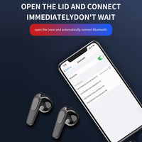 AI Translation Earbuds by Technova — Real-Time Bluetooth Translator Headset, in-ear headphones with gray buds